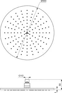 Palarie dus rotunda Ideal Standard Idealrain gri magnetic mat 300 mm Gri magnetic mat