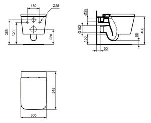 Vas wc suspendat Ideal Standard Blend Cube AquaBlade alb lucios cu capac soft close inclus