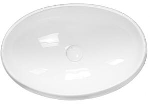Lavoar pe blat alb lucios 59 cm, oval, Fluminia Lheea