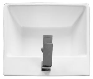 Lavoar baie suspendat alb lucios 48 cm, cu preaplin, Fluminia Menad