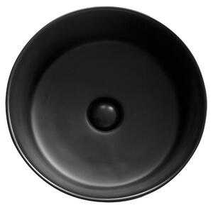 Lavoar pe blat negru mat 41 cm, rotund, ventil inclus, Fluminia My Black Circle