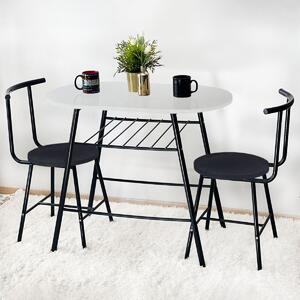 Set Masa cu 2 scaune, Cafea Homs, cadru metal,bej marmurat/negru,10975