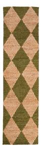 Covor tip traversă verde/în culoare naturală țesut manual din amestec de iută 80x230 cm Effie Diamond – Flair Rugs