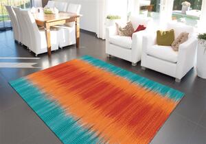 Covor Modern Sunset 8070, Orange Bleu, Inaltime fir 6 mm