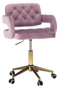 Scaun de birou, ţesătură de catifea roz / auriu, NELIA