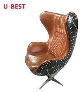 Fotoliu U-Best Retro Vintage Swivel Tilt Black, carcasa aluminiu negru, scaun living fotoliu-Designer Accent