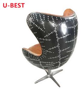 Fotoliu U-Best Retro Vintage Swivel Tilt Black, carcasa aluminiu negru, scaun living fotoliu-Designer Accent