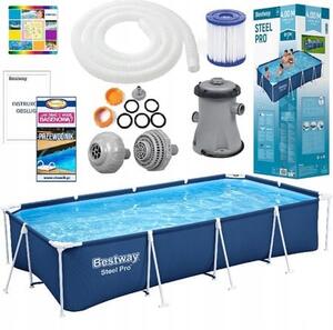 Piscina Dreptunghiulara Cu Cadru Metalic, Dimensiune 400 x 211 x 81 cm, Cu Pompa De Filtrare