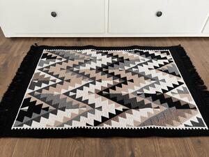 Covor traditional, cu doua fete, dimensiunea 60x120cm, negru-bej