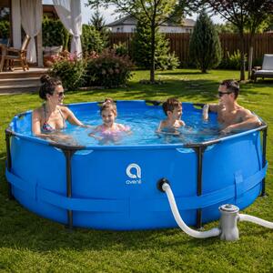 Piscina Rotunda 366x76cm Avenli Cu Cadru Si Pompa Filtrare