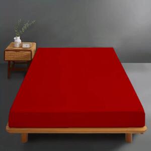 Husa pat tricot, bumbac 100%, dimensiunea 100x200cm, culoare rosu