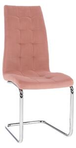 KONDELA Scaun de masă, ţesătură de catifea roz / crom, SALOMA NEW