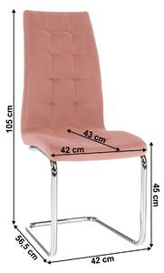 KONDELA Scaun de masă, ţesătură de catifea roz / crom, SALOMA NEW