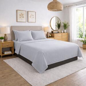 Lenjerie pat King-Size, Bumbac 100% tesatura Ranforce, gri