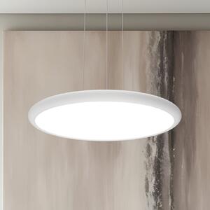 Viokef Lampă suspendată LED Benett, albă, Ø 50 cm, metal/acril, reglabil, Alb, Camera de zi / sufragerie, Aluminiu, Modern