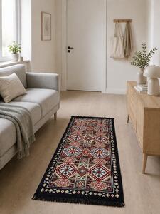 Covor traditional, cu doua fete, dimensiunea 60x120 cm, bleumarin-bej