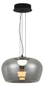 Viokef Lampă suspendată LED Nadia, Ø 16 cm, gri fumuriu, sticlă, Gri, Camera de zi / sufragerie, Sticlă