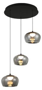 Viokef Lampă suspendată LED Nadia, Ø 48 cm, gri fumuriu, sticlă, 3 becuri, Gri, Camera de zi / sufragerie, Sticlă