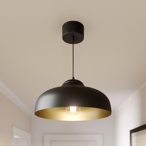 Luminex Lampă suspendată Basca, exterior negru, interior auriu, 1 bec., reglabil, Negru, Camera de zi / sufragerie, Metal