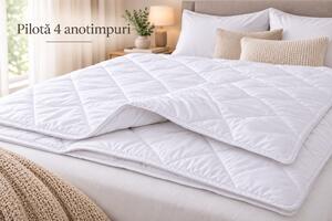 Pilota matlasata 4 Anotimpuri, colectia Cotton Home & Hotel, dimensiunea 140 x 200 cm, 250gr x 2 buc, alba