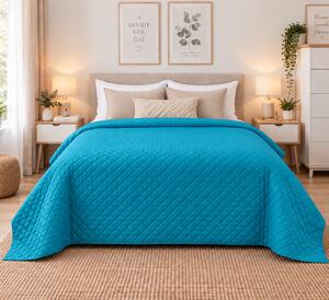 Cuvertură Matlasată Elite Home, Uni, 100% Microfibră, 200x220 cm, culoare Turcoaz