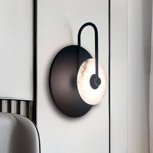 Viokef Aplică de perete cu LED Samira, negru, Ø 25 cm, piatră artificială/metal, Negru, Camera de zi / sufragerie, Metal