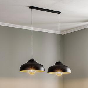Luminex Lampă suspendată Basca, exterior negru, interior auriu, 2 becuri., reglabil, Negru, Camera de zi / sufragerie, Metal