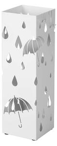 Suport pentru umbrele metalic, suport pentru umbrele cu tava de picurare si 4 carlige, alb | SONGMICS
