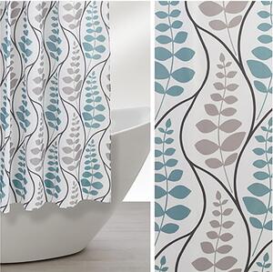 Perdea dus poliester, design cu plante (Dimensiuni perdea dus: 180x200 cm)