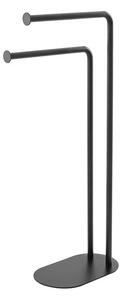 Suport prosoape, negru, din otel cromat si cu 2 brate, baza ovala, h 80.5cm