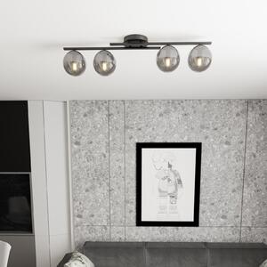 EMIBIG LIGHTING Plachetă de tavan Kairo, negru/cenușiu fumuriu, metal, 4 becuri., reglabil, Negru, Camera de zi / sufragerie, Metal, Modern