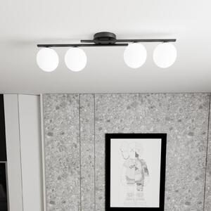 EMIBIG LIGHTING Plachetă de tavan Kairo, negru/opal, lungime 87 cm, 4 becuri., reglabil, Negru, Camera de zi / sufragerie, Metal, Modern