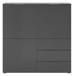 FMD Comodă cu 3 uși și 3 sertare, negru 557-002E