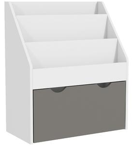 AIYAPLAY Bibliotecă pentru Copii 3-8 Ani cu 3 Rafturi și Sertar Inferior, din MDF, 62.5x30x70 cm, Gri | Aosom Romania