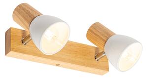 Spot de tavan din lemn și alb cu 2 lumini reglabil - Thorin