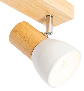 Spot de tavan din lemn cu alb reglabil cu 3 lumini - Thorin