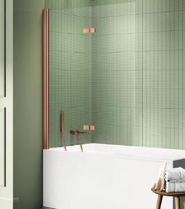 New Trendy New Soleo Copper Brushed paravan cadă 100 cm două piese cupru periat/sticlă transparentă P-0123