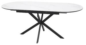 Masa extensibila GASTON, alb mat cu efect de marmura, ceramica/metal