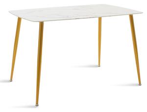 Masa Bucatarie/Dining Jammile Blat Sticla 8mm Finisaj Marmura Alba 120x80 Cm