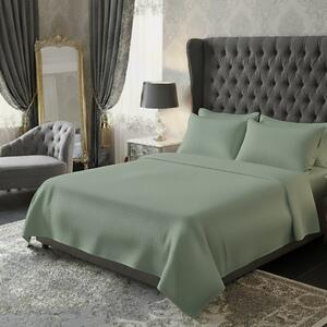 Lenjerie de pat creponata uni 100% BUMBAC –VERDE-