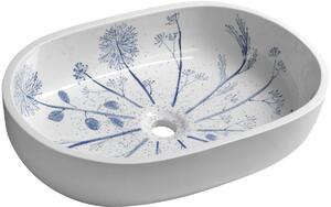 Sapho Priori lavoar 60x40 cm ovale de blat alb-albastru luciu PI029
