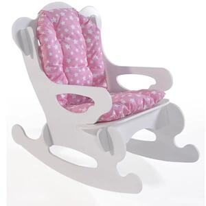 Scaun balanosoar copii, Baby Puzzle Homs, alb/roz, 40x70x65 cm, MDF