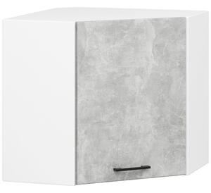 Dulap suspendat pe colt de bucatarie Oliwia alb - gri beton 58 x 60 x 30