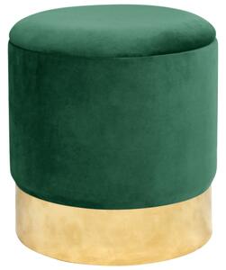 Taburet Golden cu loc de depozitare, cu cadru metalic gold auriu, 40 x 39 cm verde