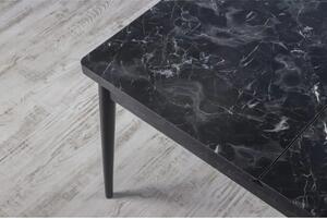 Set masa extensibila cu 4 scaune tapitate Homs marmorat negru 110 x 70 cm