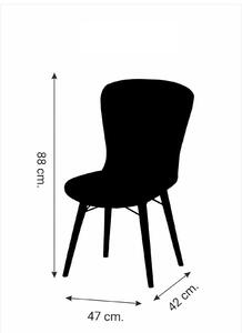 Set masa extensibila cu 6 scaune tapitate Homs cristal bej-blue-picior-alb-170 x 80 cm