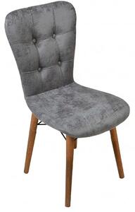 Set masa extensibila cu 6 scaune tapitate Homs nuc-gri 170 x 80 cm