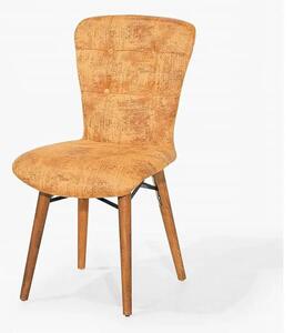 Set masa extensibila cu 6 scaune tapitate Homs cristal nuc-mustar 170 x 80 cm