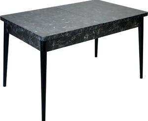 Set masa extensibila cu 6 scaune tapitate Homs cristal negru-mustar 170 x 80 cm