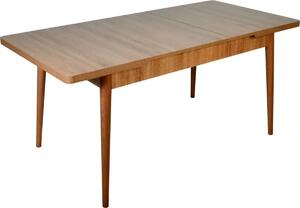 Set masa extensibila cu 6 scaune tapitate Homs nuc/bej 170 x 80 cm picioare lemn  